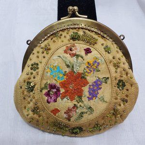 Vintage Tapestry Woman's Purse/wallet 5"x5" Beige